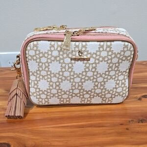 Spartina 449 Tan and White Geometric Crossbody Bag